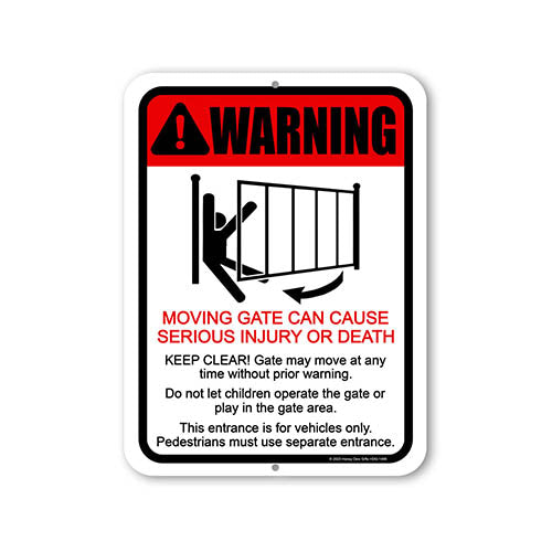 Warning Moving Gate Can Cause Serious Injury or Death, 9 inch by 12 inch, Made in USA, Metal Yard Decor, Gate Signs, Warning Signs for Property, Business Warning Signs