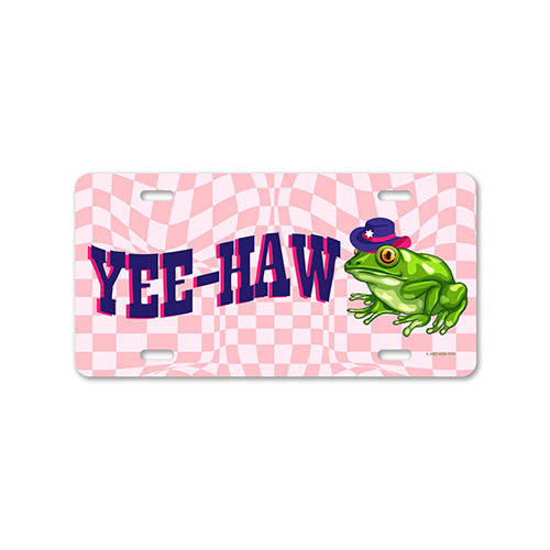 Yee-Haw, 12 inch by 6 inch, Funny Decorative License Plate, Front Tag Plate