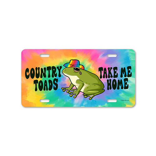 Country Toads Take Me Home, 12 inch by 6 inch, Funny Decorative License Plate, Front Tag Plate