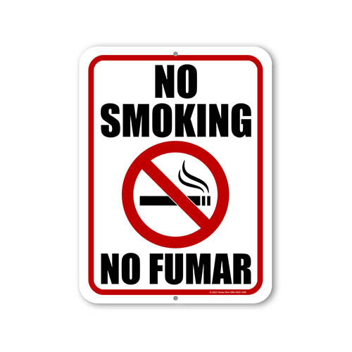 No Smoking No Fumar, 9 inch by 12 inch, Made in USA, No Smoking Signs for Business, English Spanish Bilingual Signs, Warning Signs, Signage for Commercial Buildings