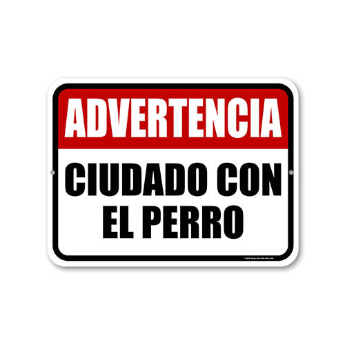 Advertencia Ciudado Con El Perro, 9 inch by 12 inch, Warning Beware of Dog Sign, Tin Plate Sign, Outdoor Sign, Productos Para La Casa, Security Sign Spanish
