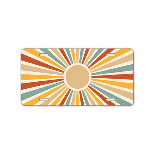 Abstract Sunburst License Plate - Colorful 12x6 Inch Vanity Plate For Car Front