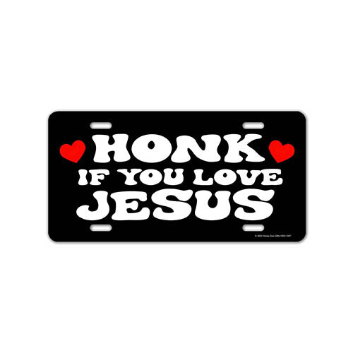 Honk If You Love Jesus, 12 inch by 6 inch, Decorative License Plate, Front Tag Plate
