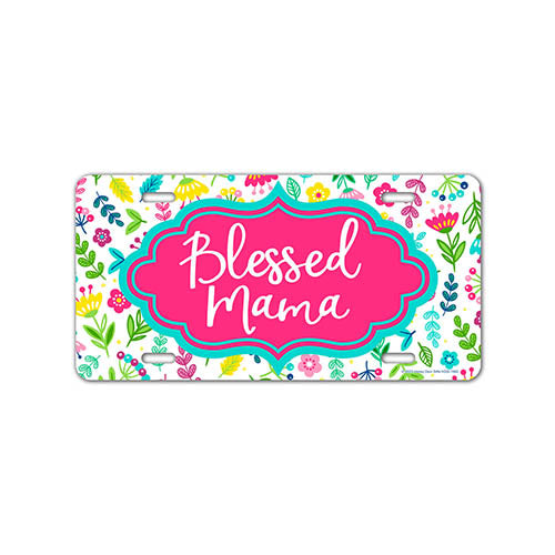 Blessed Mama,  12 inch by 6 inch, Decorative License Plate, Front Tag Plate, Mom Car Accessories