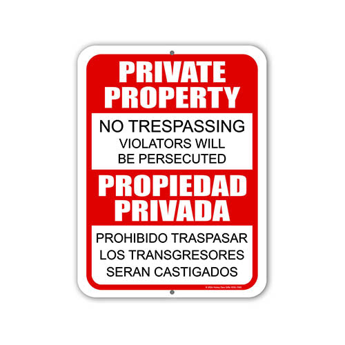 Private Property Propiedad Privada, Warning Signs, Private Property Sign, English Spanish Espanol Bilingual Signs, Security Metal Sign, 9 inch by 12 inch