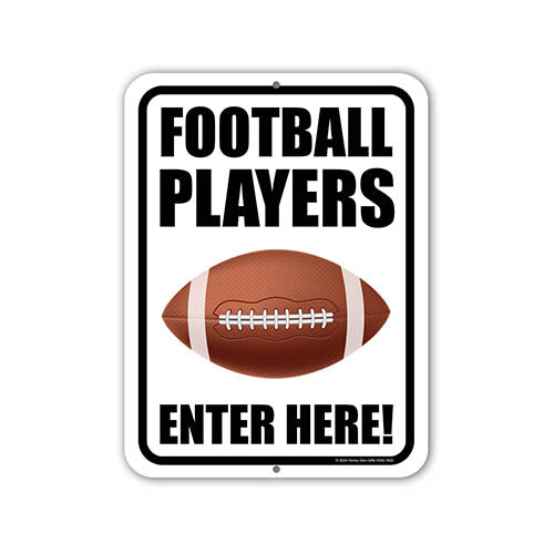 Football Players Enter Here, Door Signs, Man Cave Decor, Sports Wall Decor, Football Party Decorations, Football Fans Gifts