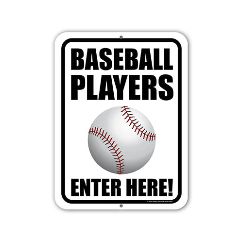 Baseball Players Enter Here, Door Signs for Home, Baseball Room Decor, Baseball Party Supplies, Sports Party Decorations, Sports Fan Gifts, 9 inch by 12 inch