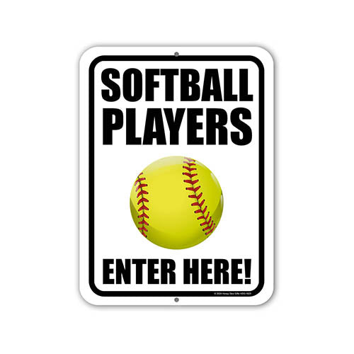 Softball Players Enter Here, Door Signs for Home, Sports Wall Decor, Softball Decorations, Softball Gifts, Softball Accessories, Sports Fan Gifts, 9 inch by 12 inch