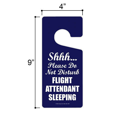 Shhh Please Do Not Disturb Flight Attendant Sleeping, Door Knob Hanger, Flight Attendant Essentials, Bedroom Door Sign, 4 inch by 9 inch