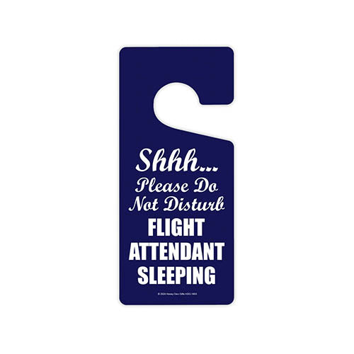 Shhh Please Do Not Disturb Flight Attendant Sleeping, Door Knob Hanger, Flight Attendant Essentials, Bedroom Door Sign, 4 inch by 9 inch