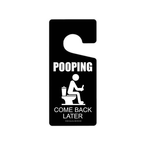 Pooping Come Back Later, 4 inch by 9 inch, Door Hangers, Funny Door Sign, Bathroom Decor