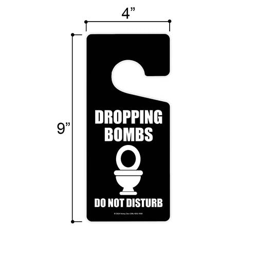 Dropping Bombs Do Not Disturb, 4 inch by 9 inch, Door Hangers, Funny Door Sign, Bathroom Decor