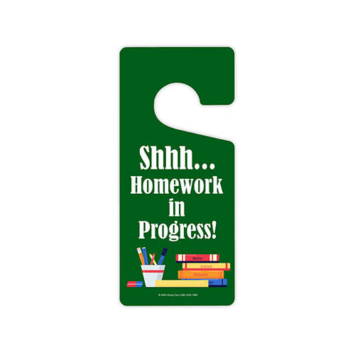 Shhh... Homework in Progress, Door Hangers, Student Sign, Kids Teens Dorm Sign, Bedroom Door Decor, Door Signs For Bedroom, 4 inch by 9 inch