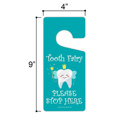 Tooth Fairy Please Stop Here, 4 inch by 9 inch, Door Hangers, Baby Room Decor, Bedroom Door Sign, Nursery Decor