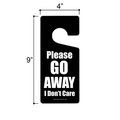 Please Go Away I Don't Care, 4 inch by 9 inch, Door Hangers, Funny Door Sign, Bedroom Door Decor