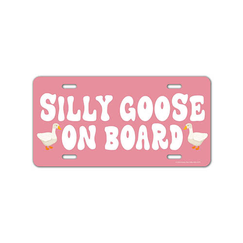 Silly Goose on Board, 12 inch by 6 inch, Funny Decorative License Plate, Front Tag Plate
