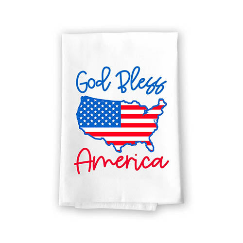 God Bless America Kitchen Towels, 27 inch by 27 inch, 100% Cotton, Multi-Purpose Flour Sack Towels, Home and Kitchen Decor, Housewarming, Birthday, Fourth of July Gifts
