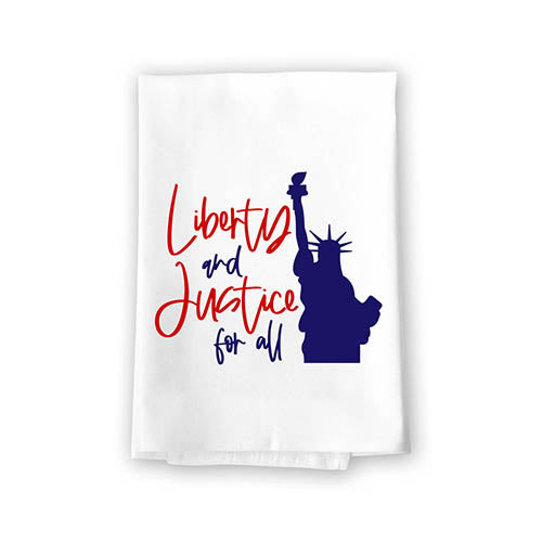 Liberty and Justice for All Kitchen Towels, 27 inch by 27 inch, 100% Cotton, Multi-Purpose Flour Sack Towels, Home and Kitchen Decor, Housewarming, Birthday, Fourth of July Gifts