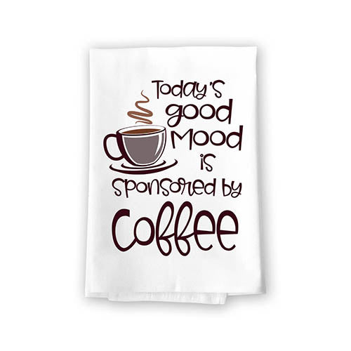 Today's Good Mood is Sponsored by Coffee Flour Sack Kitchen Towel, 27 inch by 27 inch, 100% Cotton, Highly Absorbent Hand and Dish Towels, Multi-Purpose Towel