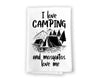 I Love Camping and Mosquitos Love Me Flour Kitchen Sack Towel, 27 inch by 27 inch, 100% Cotton, Highly Absorbent Hand Towels, Multi-Purpose Towel