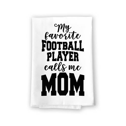 My Favorite Football Player Calls Me Mom, Funny Kitchen Towels, Sports Themed Cotton Flour Sack Highly Absorbent Multi-Purpose Hand and Dish Towel, Kitchen Gifts for Mom