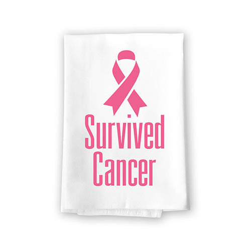Survived Cancer, Motivational Kitchen Towels, Inspirational Cancer Survivor Home Decor, Awareness Gifts for Women