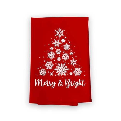 Merry & Bright Flour Sack Towel, Multi-Purpose Holiday Kitchen Towel, Christmas Decor