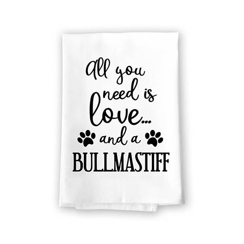 All You Need is Love and a Bullmastiff Multi-Purpose Kitchen Towel, 27 inch by 27 inch Flour Sack Towel, Pet and Dog Lovers