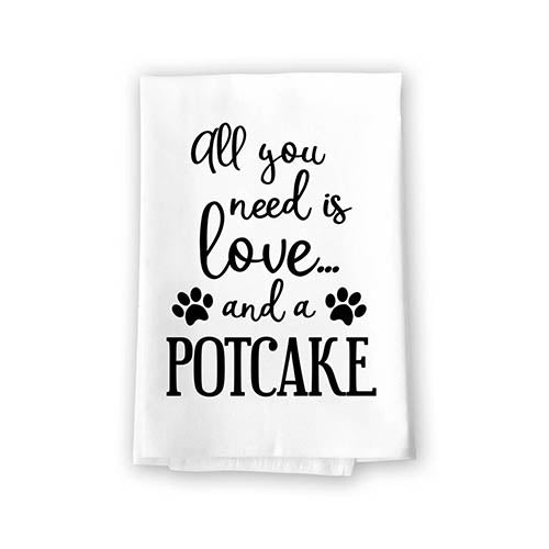 All You Need is Love and a Potcake Kitchen Towel, Dish Towel, Kitchen Decor, Multi-Purpose Pet and Dog Lovers Kitchen Towel, 27 inch by 27 inch Cotton Flour Sack Towel, Funny Towels