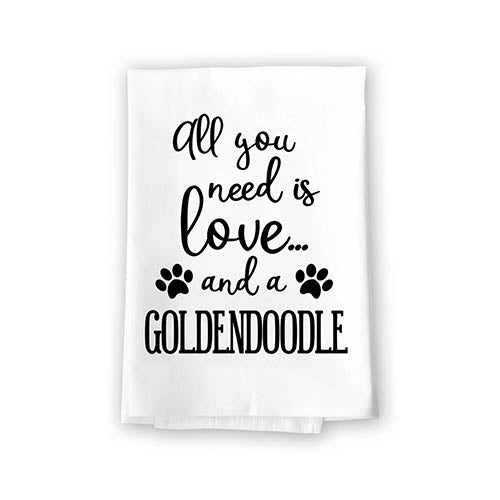 All You Need is Love and a Goldendoodle Kitchen Towel, Dish Towel, Kitchen Decor, Multi-Purpose Pet and Dog Lovers Kitchen Towel, 27 inch by 27 inch Towel