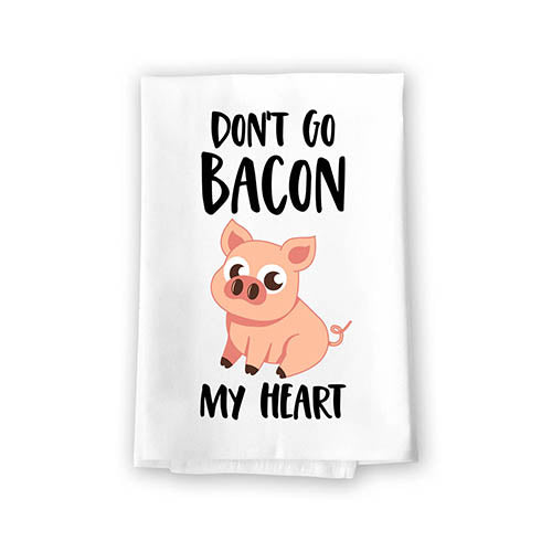 Don’t Go Bacon My Heart, 27 Inches by 27 Inches, All Around Kitchen Towel, Funny Bacon Towel, Decorative Kitchen Towels, Pig Towels Kitchen, Funny Bacon Themed Gifts,