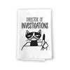 Director of Investigations, Funny Cat Themed Kitchen Towel, Multi-Purpose Pet Lovers Dish and Hand Cotton Flour Sack Towel, 27 Inches by 27 Inches