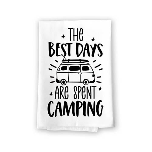 The Best Days are Spent Camping, Camper Dish Towels, Camping Kitchen Towels Funny Quotes, Gifts for Campers and Hikers, Hiking Hand and Kitchen Towel, 27 Inches by 27 Inches