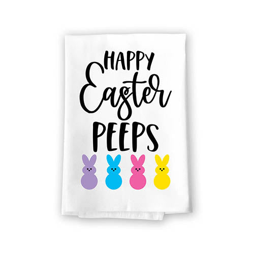 Happy Easter Peeps, Bunny Kitchen Towels for Easter, Absorbent Flour Sack Dish and Hand Cotton Towel