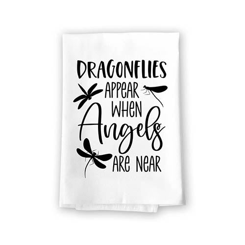 Dragonflies Appear When Angels are Near, Dragonfly Kitchen Towels, Inspirational Kitchen Towels, Memorial, Bereavement and Sympathy Gift Ideas, 27 Inches by 27 Inches