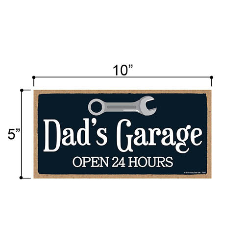 Dad’s Garage Workshop Wall Sign, Gifts for Dad, 5 Inches by 10 Inches Wooden Home Decor SIgns