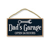Dad’s Garage Workshop Wall Sign, Gifts for Dad, 5 Inches by 10 Inches Wooden Home Decor SIgns