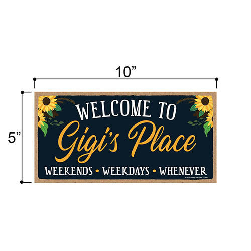 Welcome to Gigi’s Place, Wooden Home Decor for Grandma, Hanging Decorative Wall Sign, 5 x 10