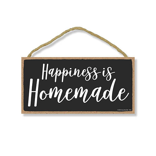 Happiness is Homemade, Wooden Home Decor, Hanging Wall Kitchen Sign, 5 Inches by 10 Inches