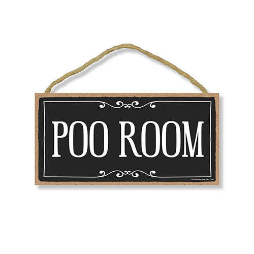 Poo Room, 5 inch by 10 inch, Funny Hanging Wooden Sign, Decorative Door Art, Housewarming Gifts, Home and Office Decor, Wooden Door Signs
