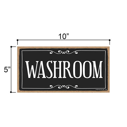 Washroom, 5 inch by 10 inch, Hanging Wooden Sign, Decorative Wall Art, Housewarming Gifts, Home Decor, Bathroom Door Sign