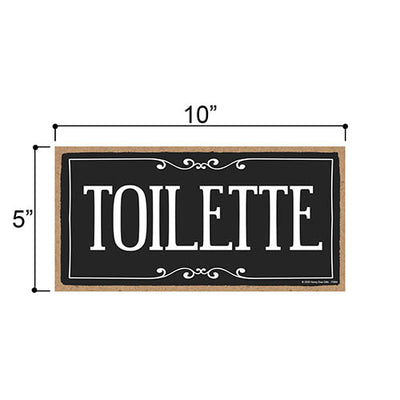 Toilette, 5 inch by 10 inch Hanging Restroom Sign, Home Office Wood Decor, Housewarming Gifts, Hanging Wooden Signs