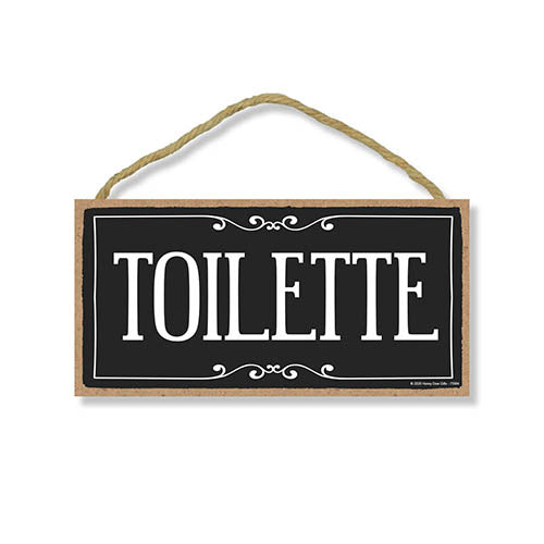 Toilette, 5 inch by 10 inch Hanging Restroom Sign, Home Office Wood Decor, Housewarming Gifts, Hanging Wooden Signs