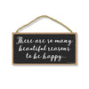 There are so Many Beautiful Reasons to be Happy, Inspirational Wall Hanging Decor, Wooden Motivational Home Decorative Sign, 5 Inches by 10 Inches
