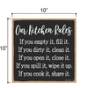 Our Kitchen Rules, 10 inch by 10 inch Hanging Wooden Sign, Decorative Wall Art, Housewarming Gifts, Home Decor