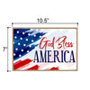God Bless America Patriotic Wooden Signs,, 7 inch by 10.5 inch, Patriotic Hanging Sign, Decorative Wall Art, Home Office Party Decor