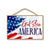God Bless America Patriotic Wooden Signs,, 7 inch by 10.5 inch, Patriotic Hanging Sign, Decorative Wall Art, Home Office Party Decor