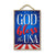 God Bless The USA Patriotic Wooden Signs, 7 inch by 10.5 inch, Patriotic Hanging Sign, Decorative Wall Art, Home Office Party Decor