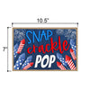 Snap Crackle Pop Patriotic Wooden Signs, 7 inch by 10.5 inch, Hanging Wooden Sign, Decorative Wall Art, Home Office Party Decor