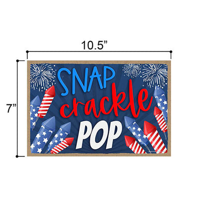 Snap Crackle Pop Patriotic Hanging Wooden Signs, Home Party Decor